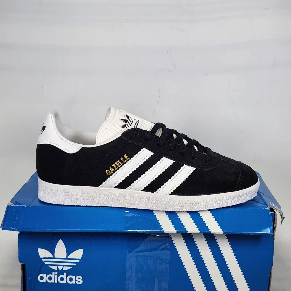 Adidas Gazelle Sneakers Mens Size 5 Black White Gold Suede Classic Shoes BB5476